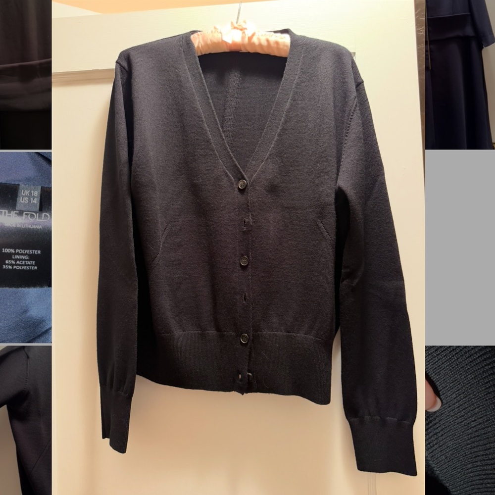 Classic Black Wool V-Neck Cardigan
